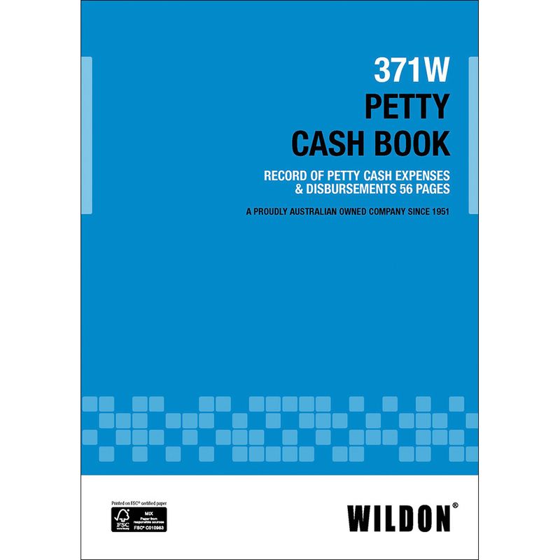SP- PETTY CASH BOOK WILDON 371W BLUE A4 SOFTCOVER