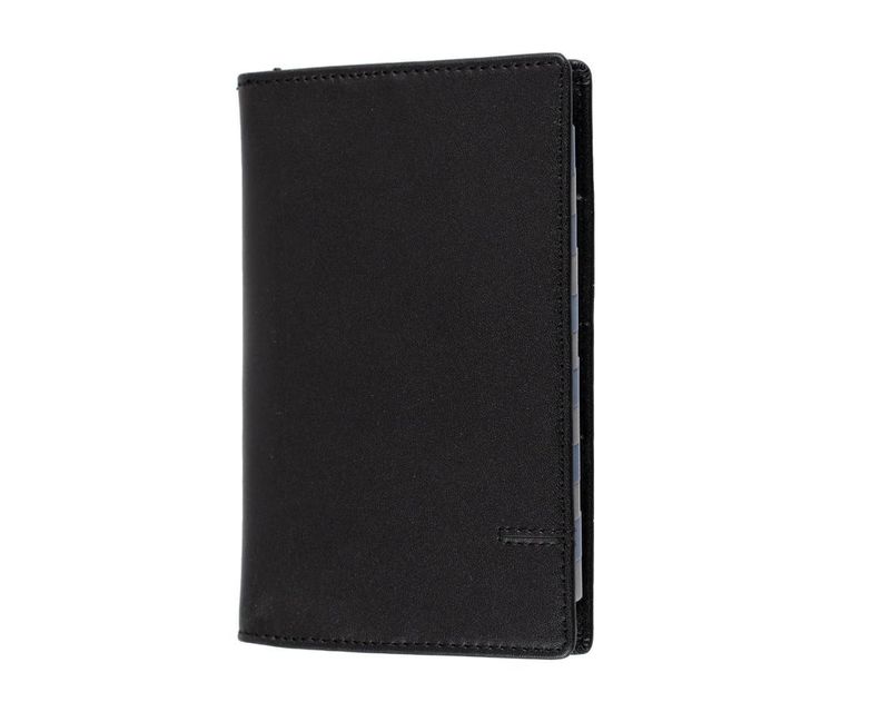 SP-  DAYPLANNER DEBDEN 120X80MM SLIMLINE GENUINE LEATHER UNDATED WTV BLACK