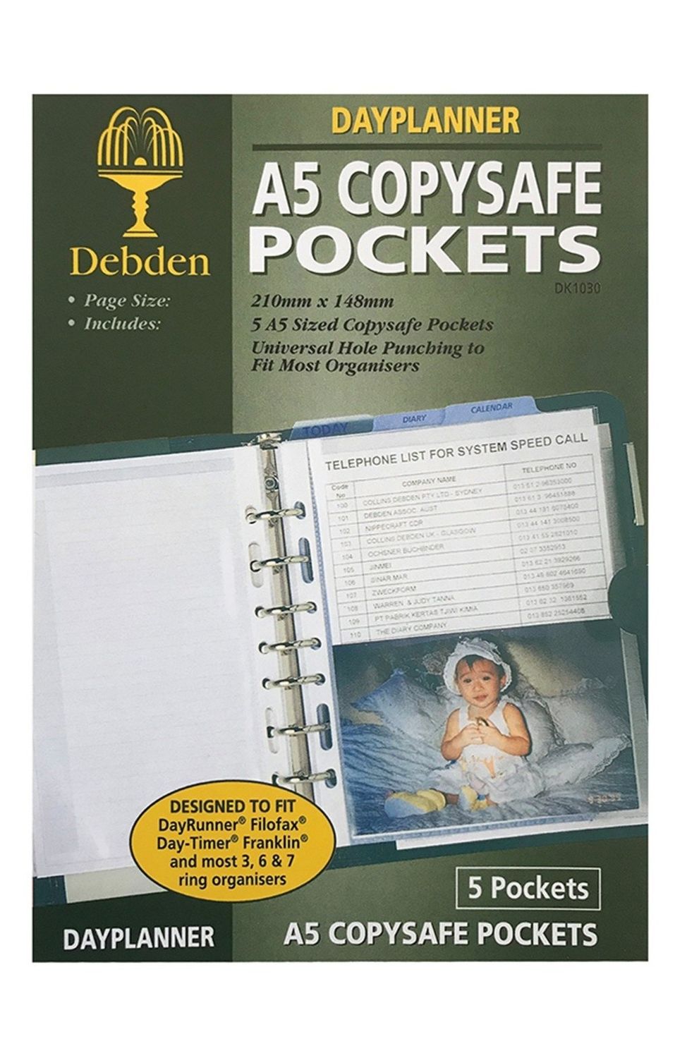 SP-  DAYPLANNER REFILL DEBDEN  DESK EDITION A5 COPY SAFE POCKETS DK1030
