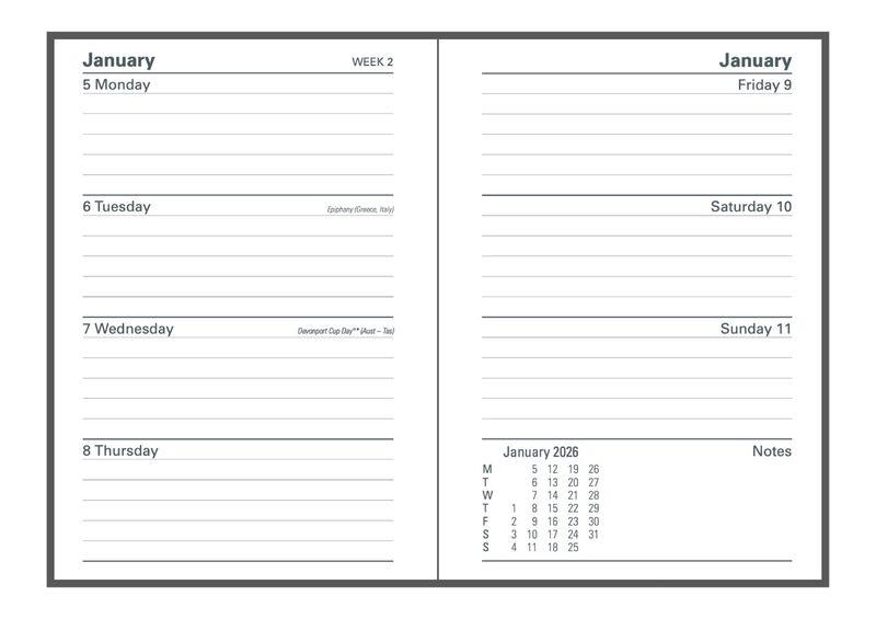 DIARY FINANCIAL YEAR 25-26 COLLINS A6 36M4 P40 WTV GREEN