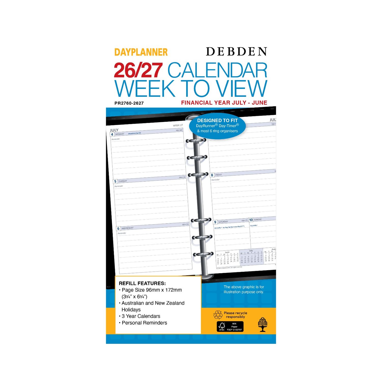 REFILL FINANCIAL YEAR 26-27 DAYPLANNER 172X96 PR2760 WEEKLY DATED 1 REFILL FINANCIAL YEAR 26-27 DAYPLANNER 172X96 PR2760 WEEKLY DATED 1