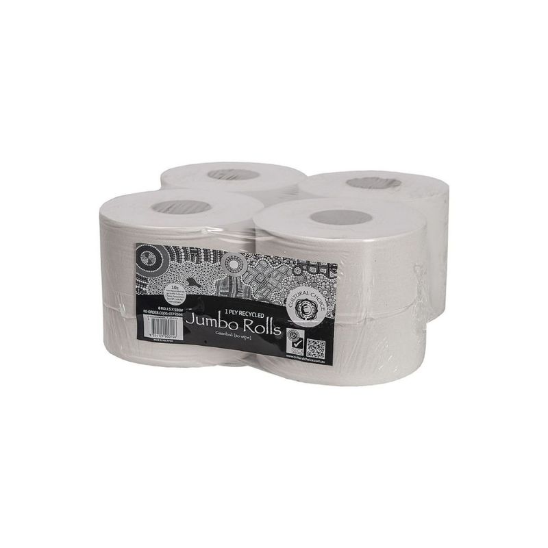 JUMBO TOILET ROLL CULTURAL CHOICE 500M INDIGENOUS MULTI 8 ROLLS