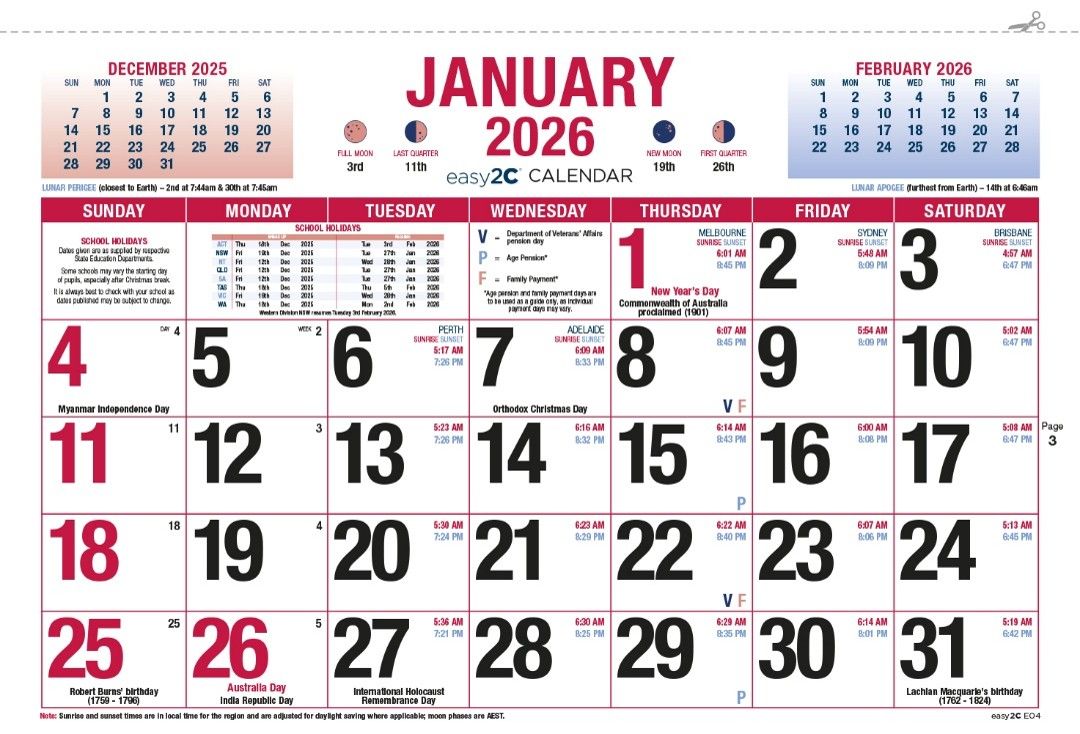 CALENDAR 2026 EASY2C