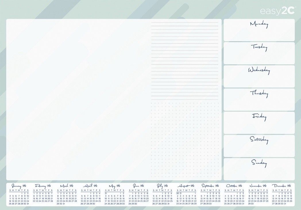 DESK PAD EASY2C 600X420MM WTV WITH 2026 CALENDAR