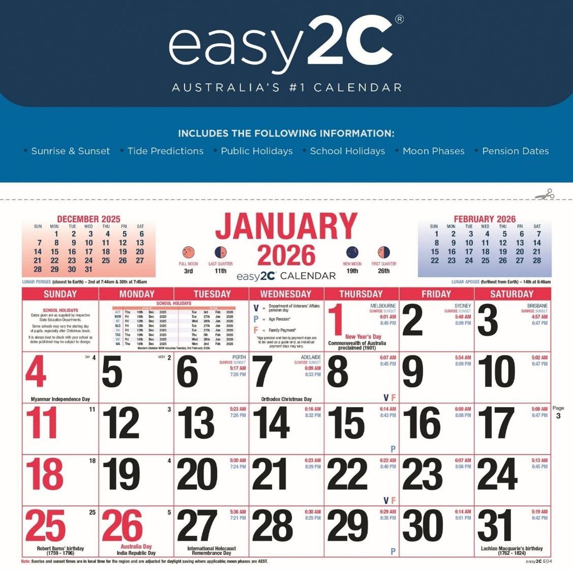 CALENDAR 2026 EASY2C MAGNETIC