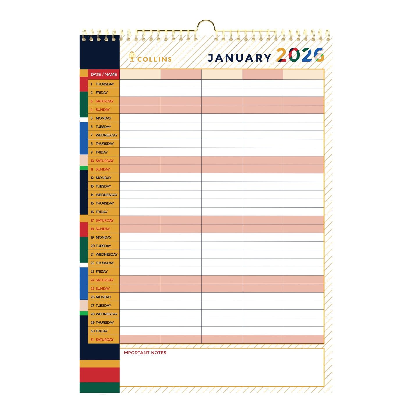 CALENDAR 2026 COLLINS A3 EDGE MIRA A3 MTV WALL