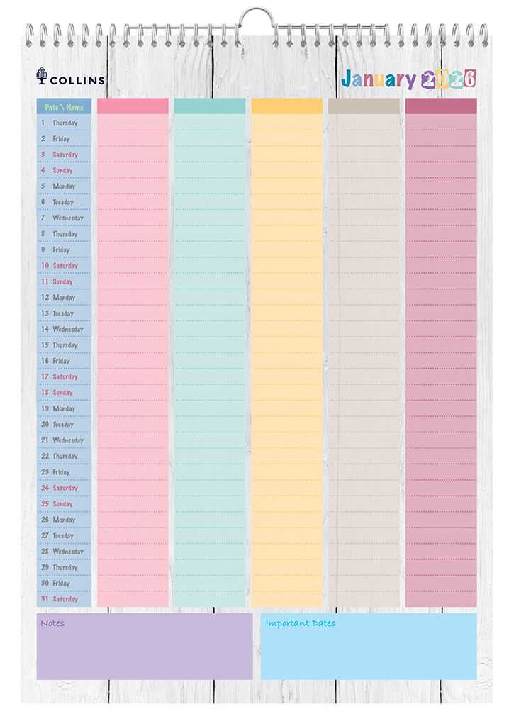 CALENDAR 2026 COLLINS A3 BTFC135 BRIGHTON MTV