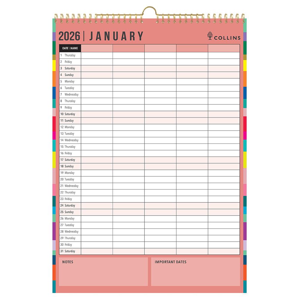 CALENDAR 2026 COLLINS A3 EDGE A3 MTV WALL