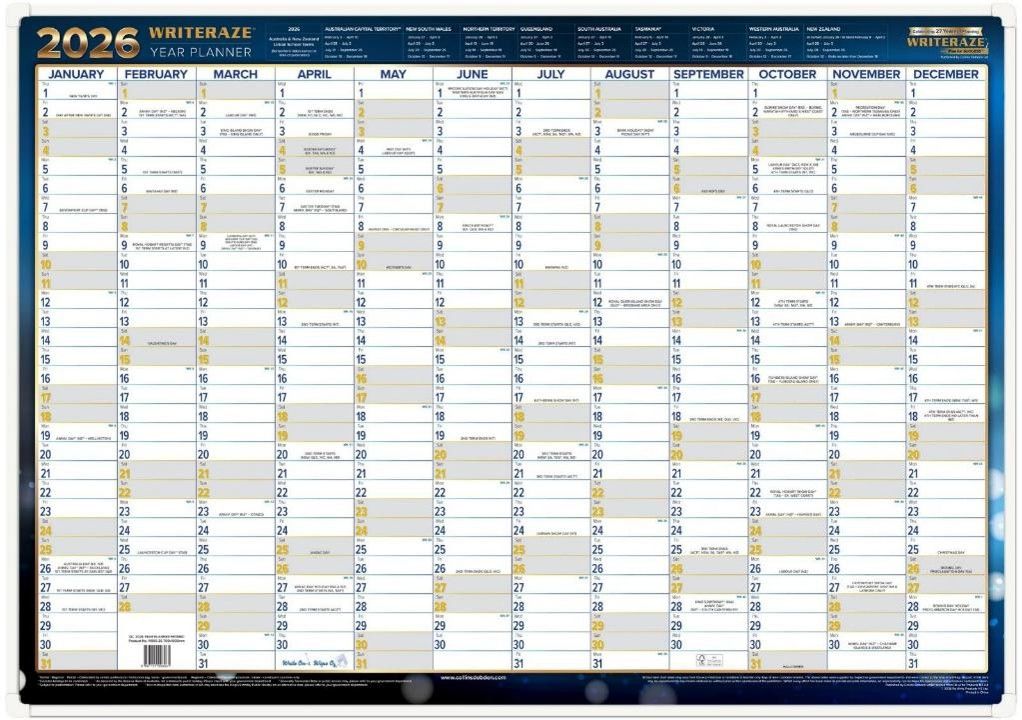 PLANNER 2026 COLLINS 700X1000MM 11800 QC2 LAMINATED FRAMED PLANNER 2026 COLLINS 700X1000MM 11800 QC2 LAMINATED FRAMED