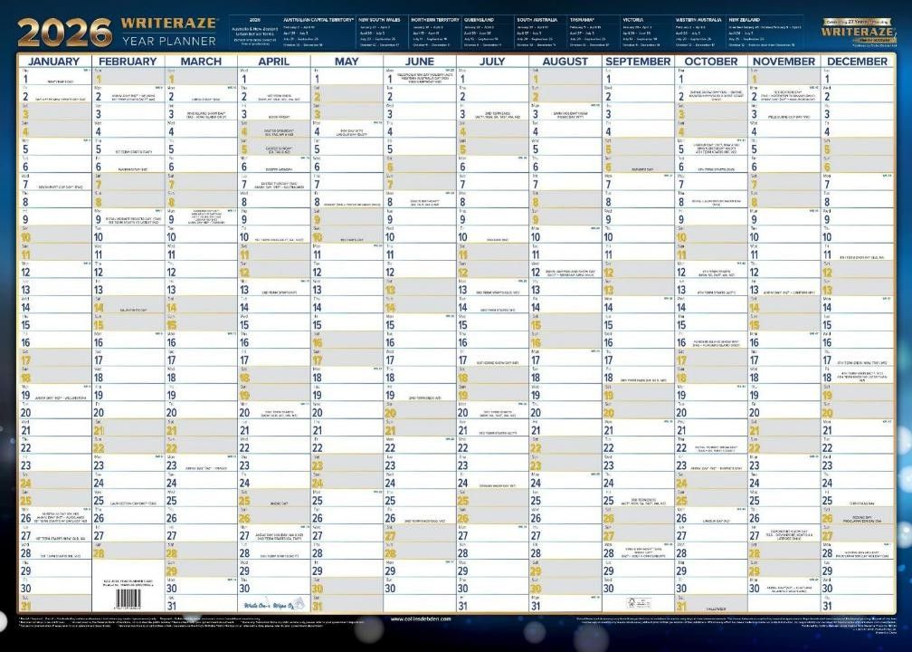 PLANNER 2026 WRITERAZE 500X700MM 10600 QC2 LAMINATED
