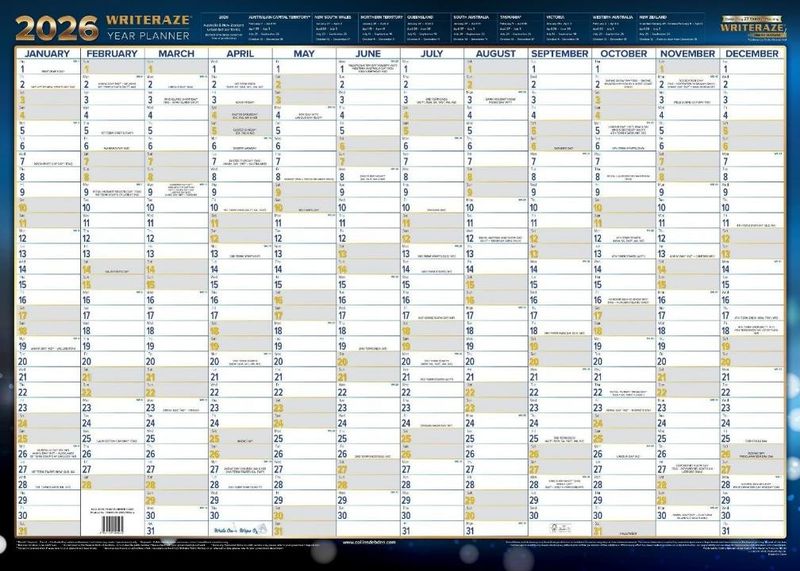 PLANNER 2026 WRITERAZE 500X700MM 10600 QC2 LAMINATED
