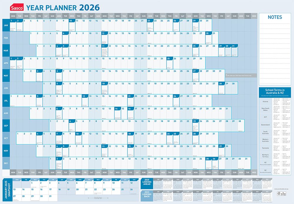 PLANNER 2026 SASCO 610X870MM STANDARD YTV