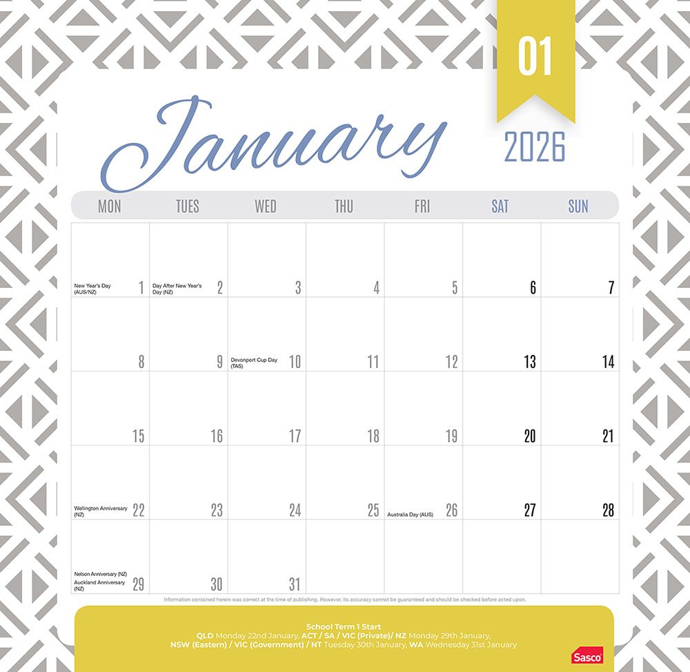 CALENDAR 2026 SASCO 325X315MM MAGNETIC MTV
