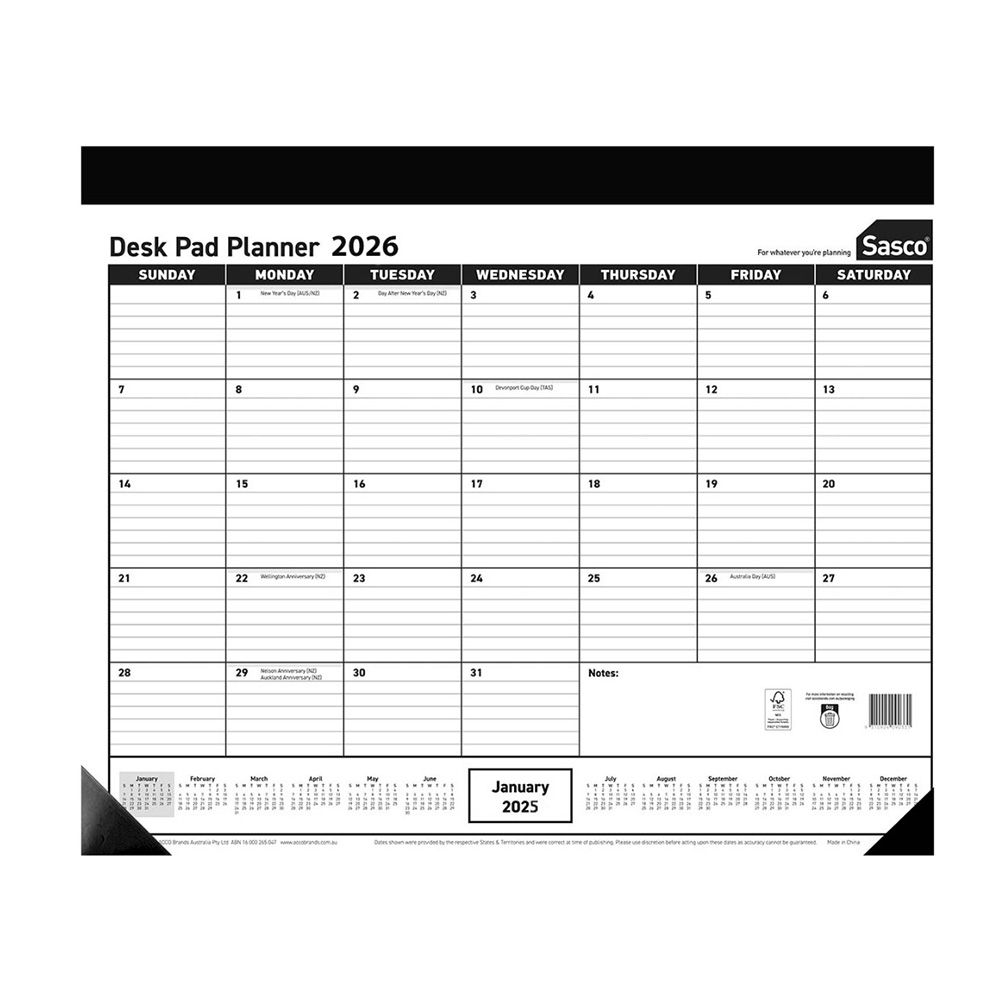 PLANNER 2026 SASCO 430X555MM DESK PAD YTV