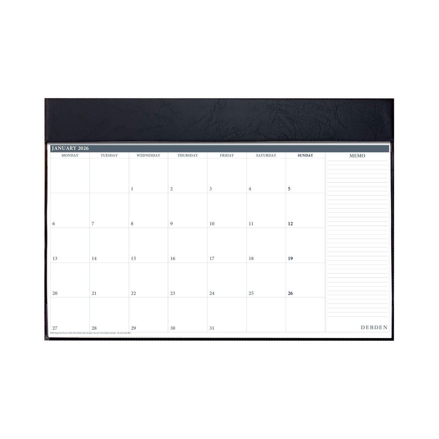 PLANNER 2026 DEBDEN 420X594MM 3902.V99 EXECUTIVE DESK TOP MTV BLACK PLANNER 2026 DEBDEN 420X594MM 3902.V99 EXECUTIVE DESK TOP MTV BLACK