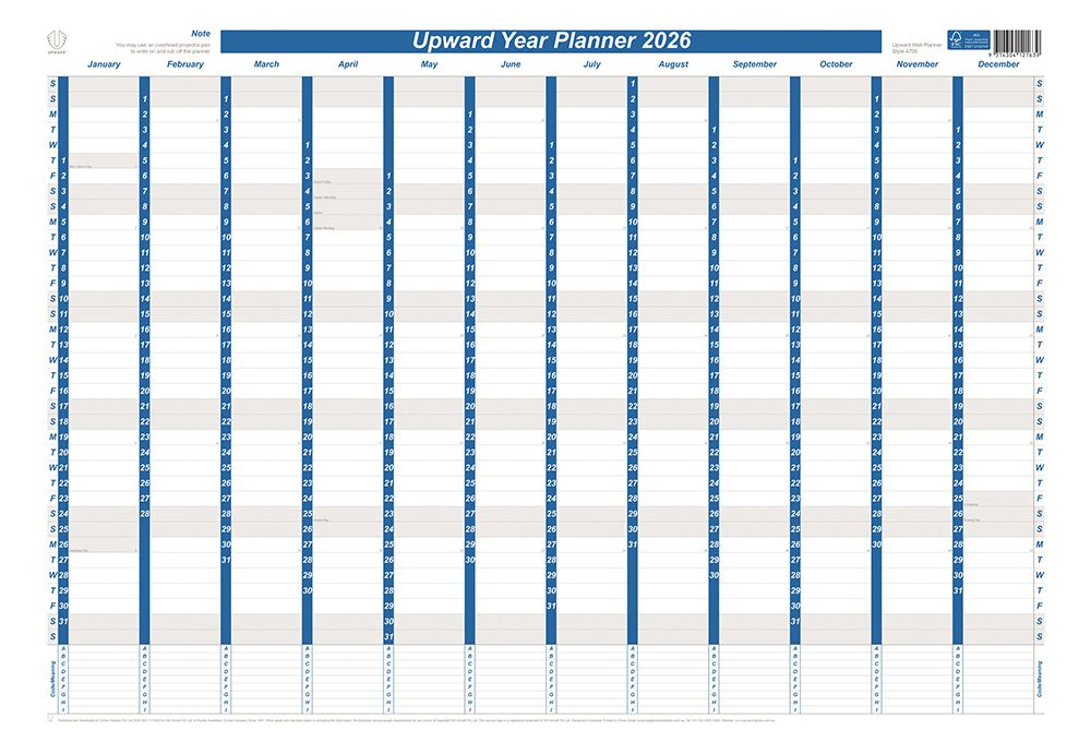 PLANNER 2026 UPWARD 690X470MM LAMINATED