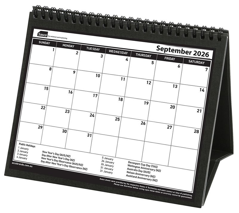 CALENDAR 2026 SASCO 210X180MM TRIFOLD MTV