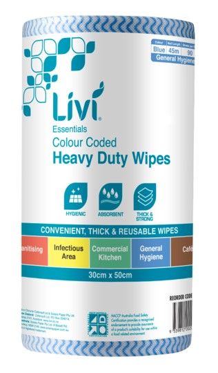 COMMERCIAL WIPES LIVI ESSENTIALS BLUE