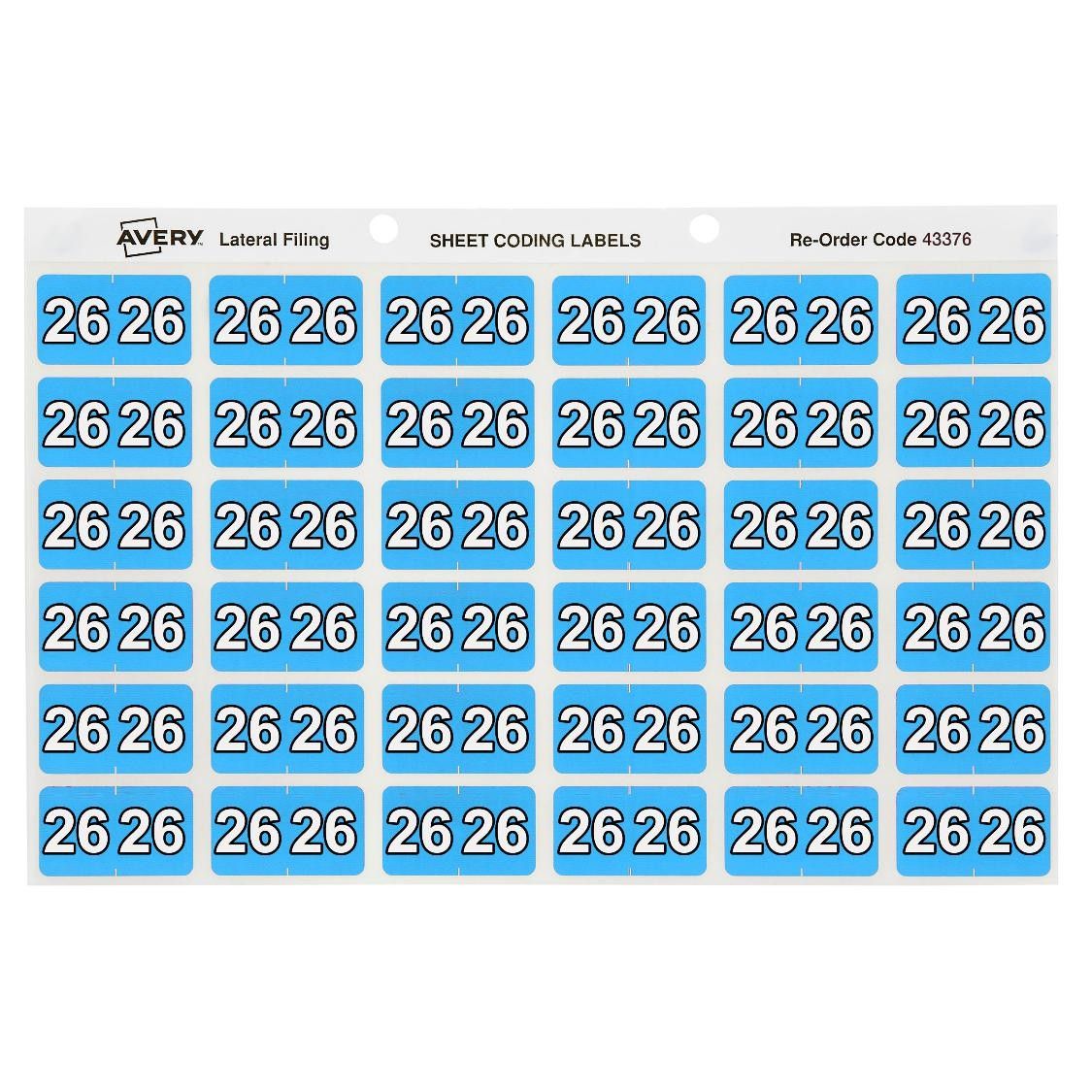 LABEL AVERY 38X25MM SIDE TAB YEAR CODE 26 LT BLUE BX180