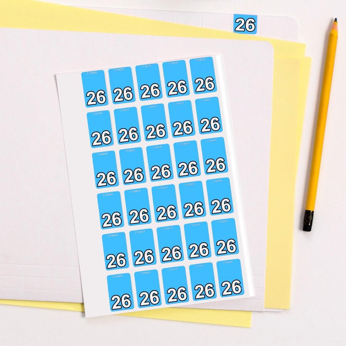 SP- LABEL AVERY 20X30MM TOP TAB TEAR CODE 26 LT BLUE BX150