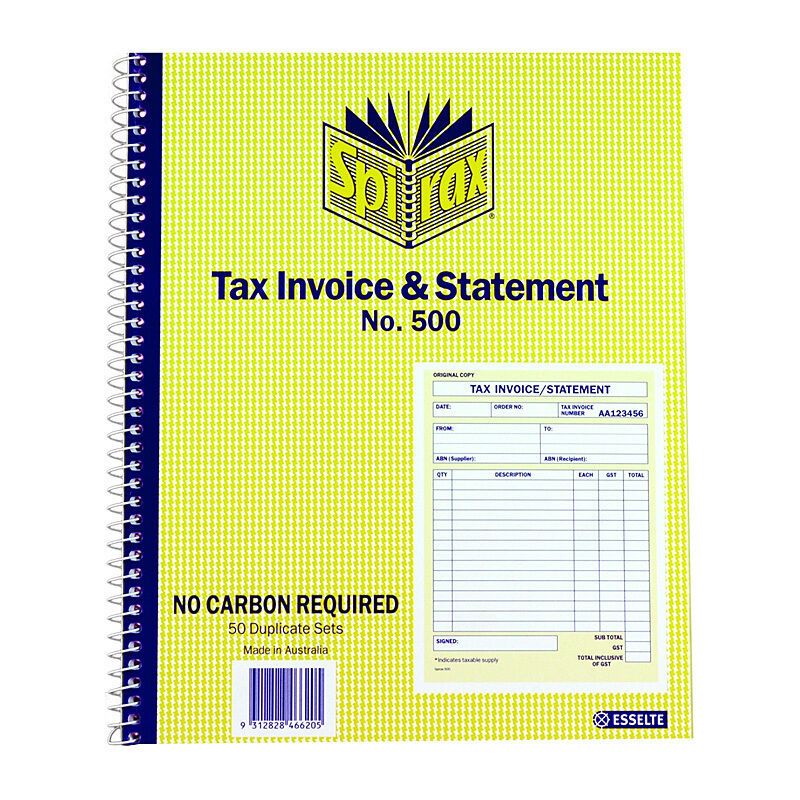 Spirax 500 Tax Inv & Statement Quarto 250X200 Pk5