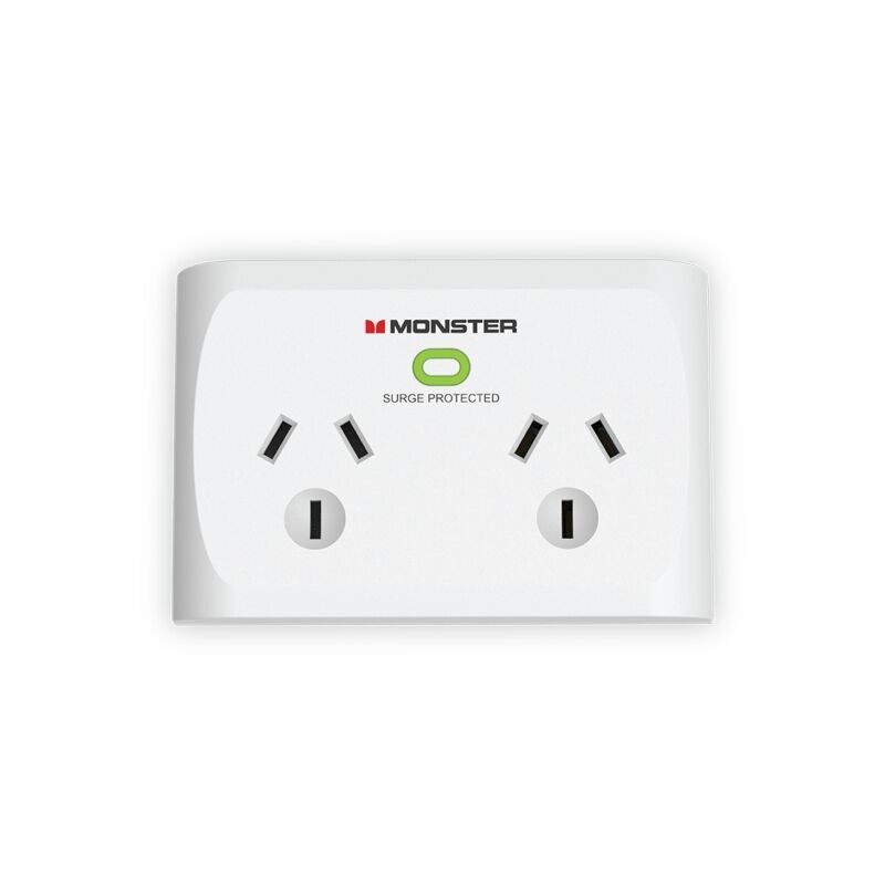 Monster Dual Socket Surge Protector - White