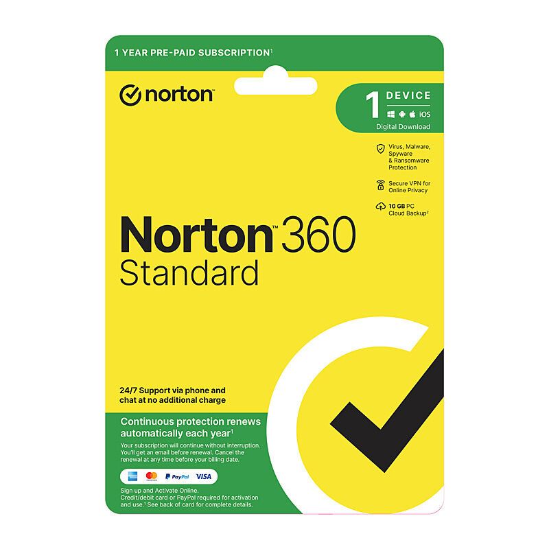 Norton 360 Standard Protection  - 1 User 1 Device 1 Year Sub - ESD Version
