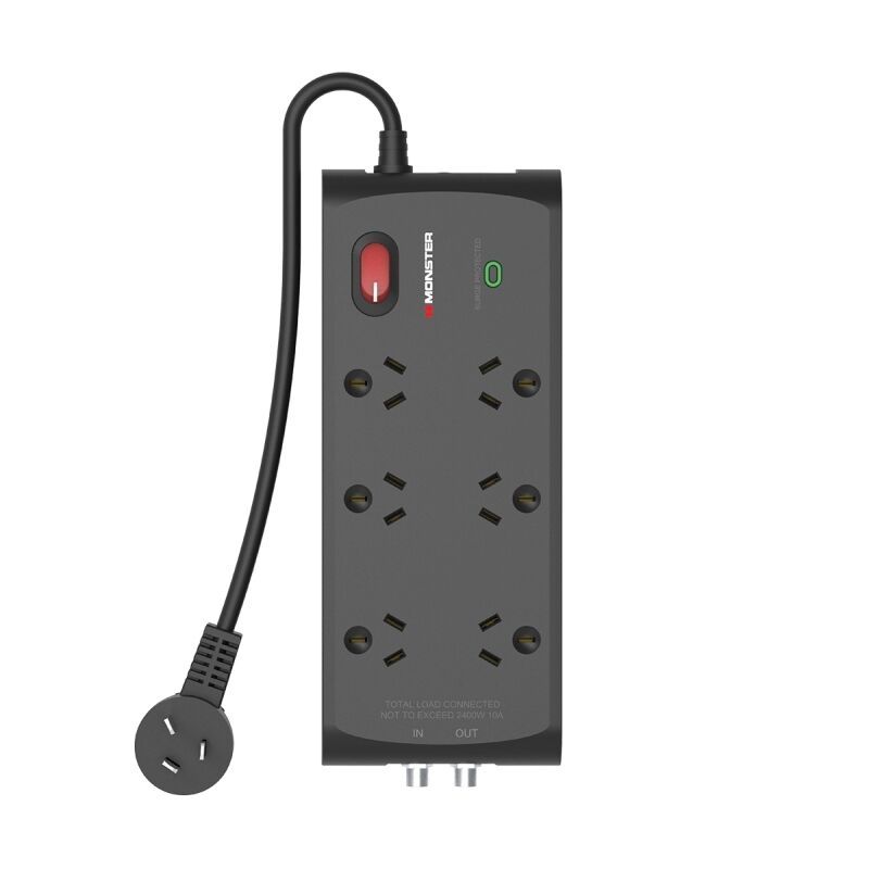 Monster 6 Socket Surge Protection Board with F-Type Connectors