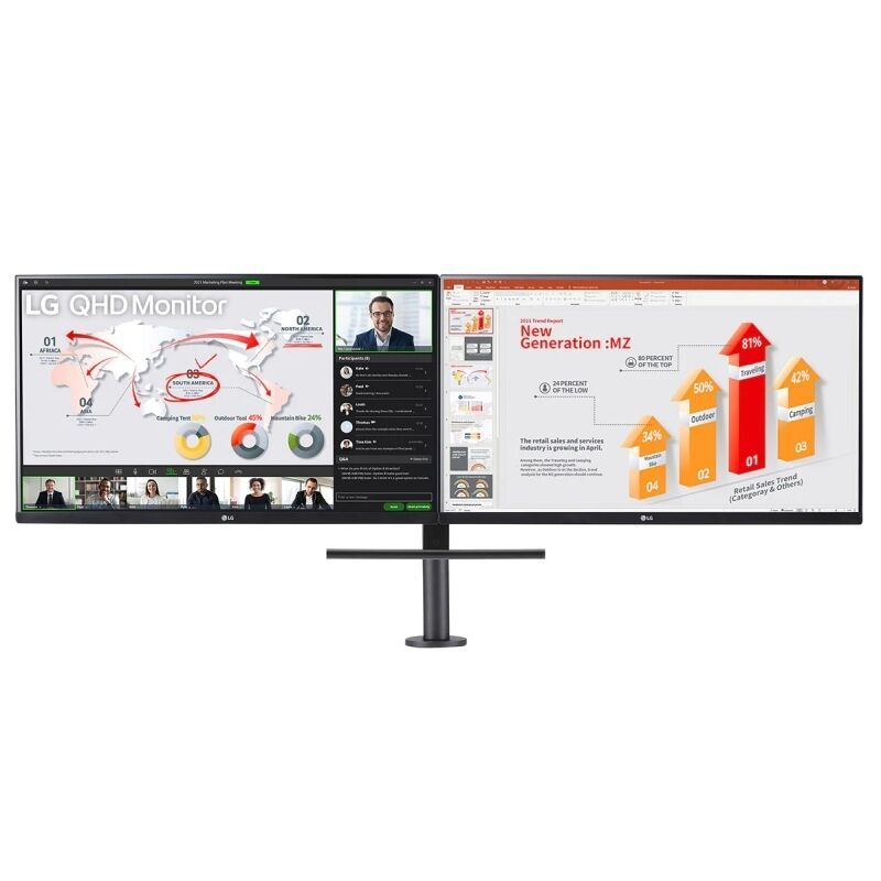 LG 27'' 27QP88DBS QHD IPS Ergo Dual Monitor - 2560x1440 (16:9) / 5ms / 75Hz / VESA