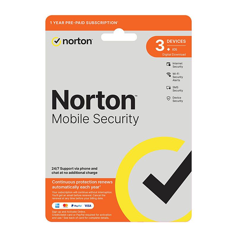 Norton Mobile Security - 1 User 3 Devices 1 Year Sub - ESD Version