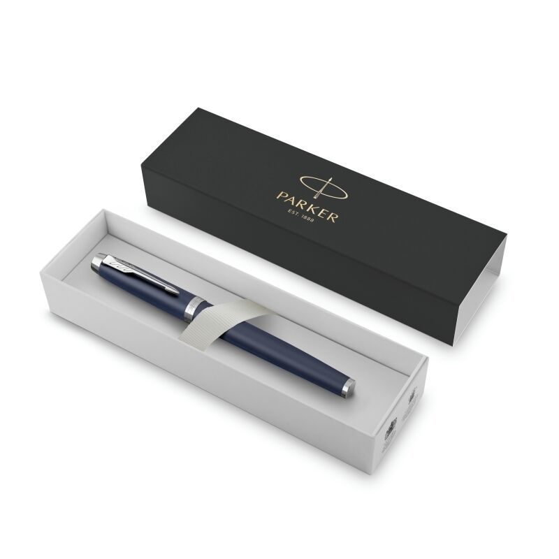 Parker IM Fountain Pen - Blue Lacquer, Chrome Trim, Medium Nib
