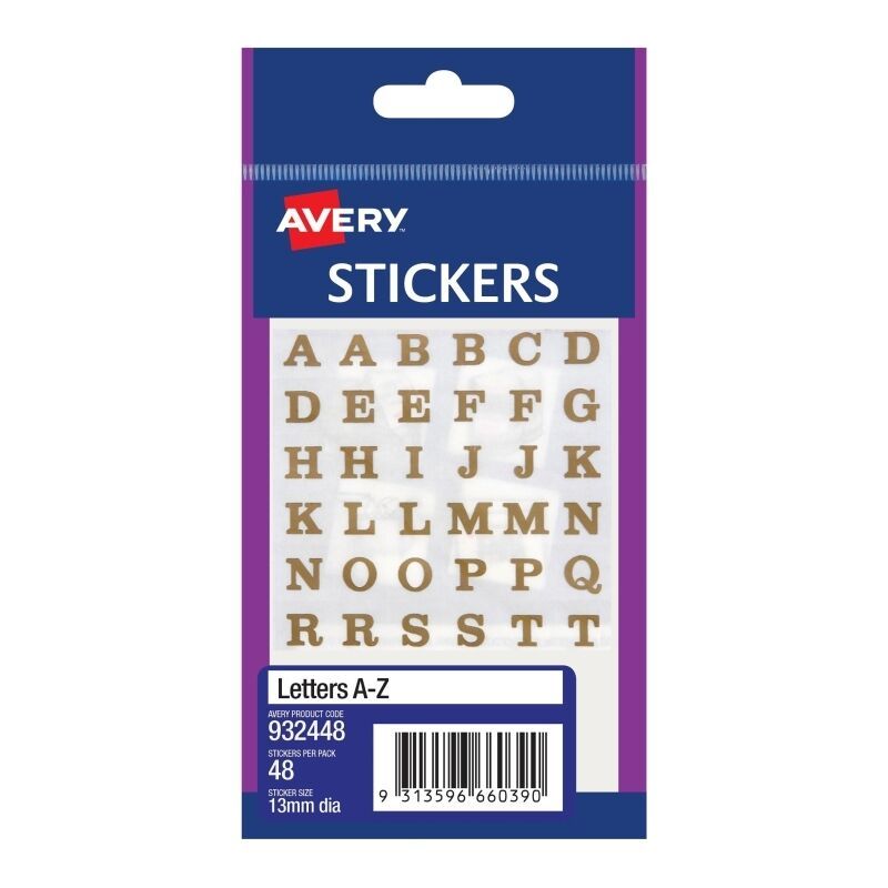 Avery 13x13mm Alphabet Stickers 48-Pack - Box of 10