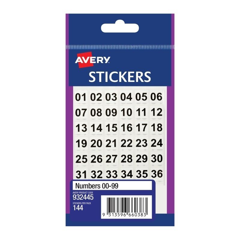 Avery 11x11mm Number Stickers 144-Pack - Box of 10