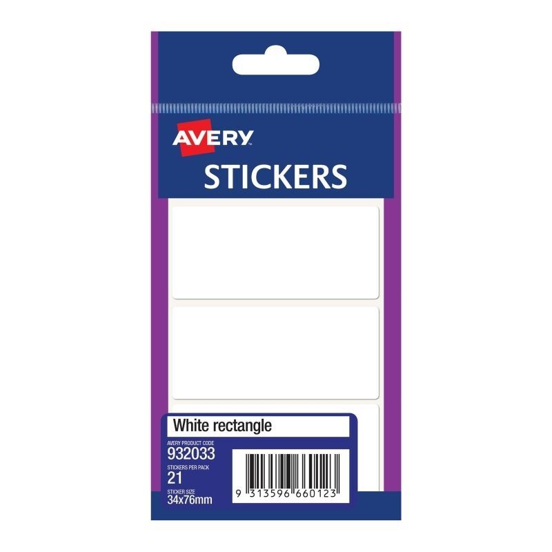 Avery 73x39mm White Rectangle Stickers 21-Pack - Box of 10
