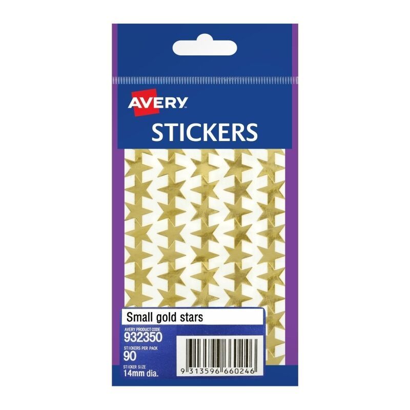 Avery 14mm Gold Star Stickers 90-Pack - Box of 10