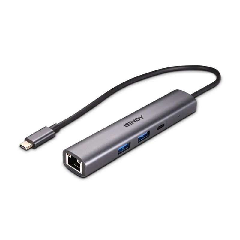 Lindy 3 Port USB-C 3.2 Gen 2 Hub with Gigabit Ethernet