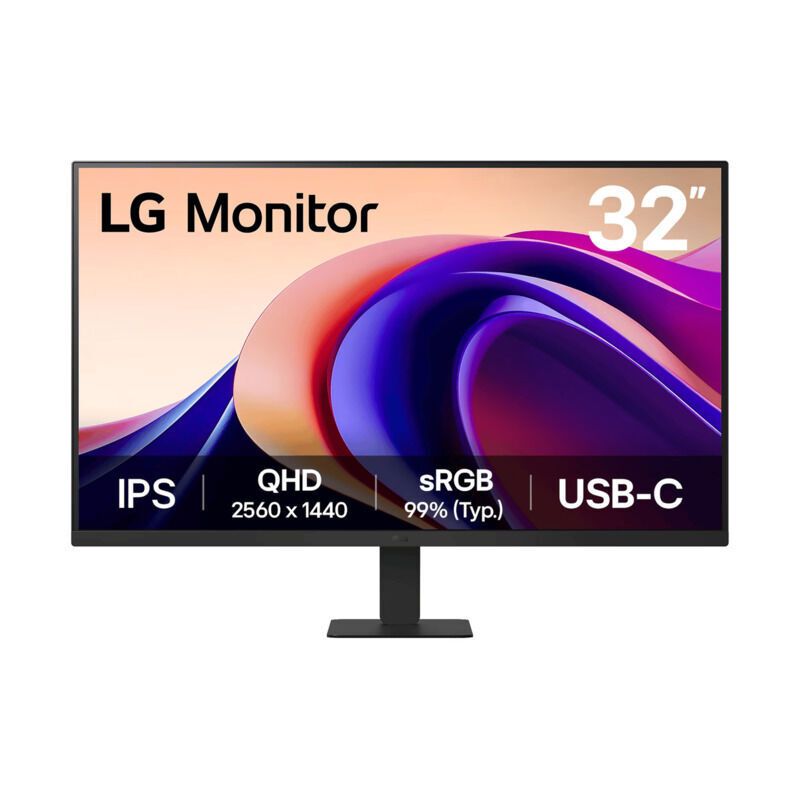 LG 32'' QHD IPS Monitor with USB-C, Titlable Stand, Reader Mode, 100Hz Refresh