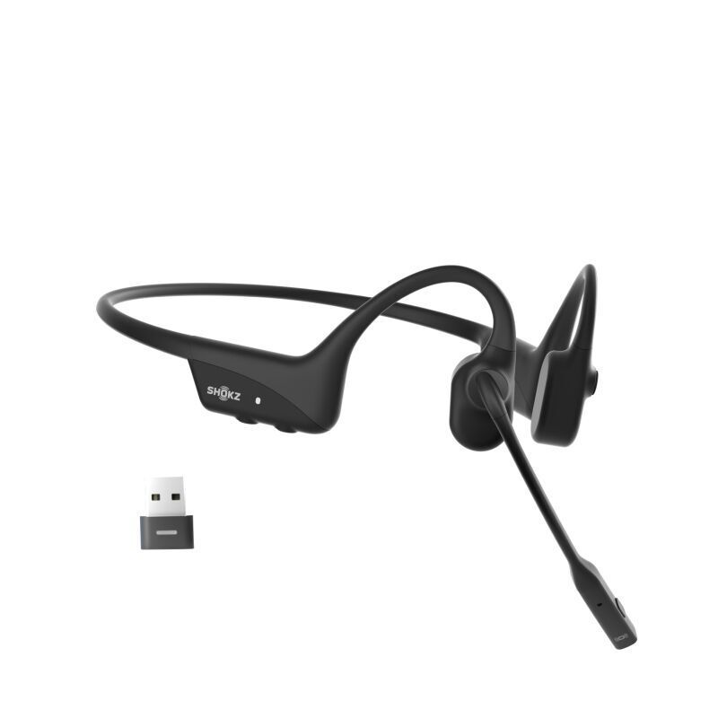 SHOKZ OpenComm 2 UC Stereo Bone Conduction Bluetooth Headset with Wireless USB-A Adapter, 2025 Upgra