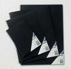 VISUAL ART DIARY QUILL A3 SPIRAL BLACK PAPER 45LF