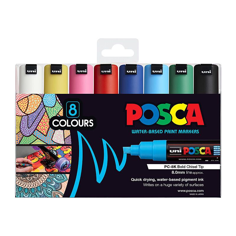 Posca PC-8M Bold Chis Asst Pk8