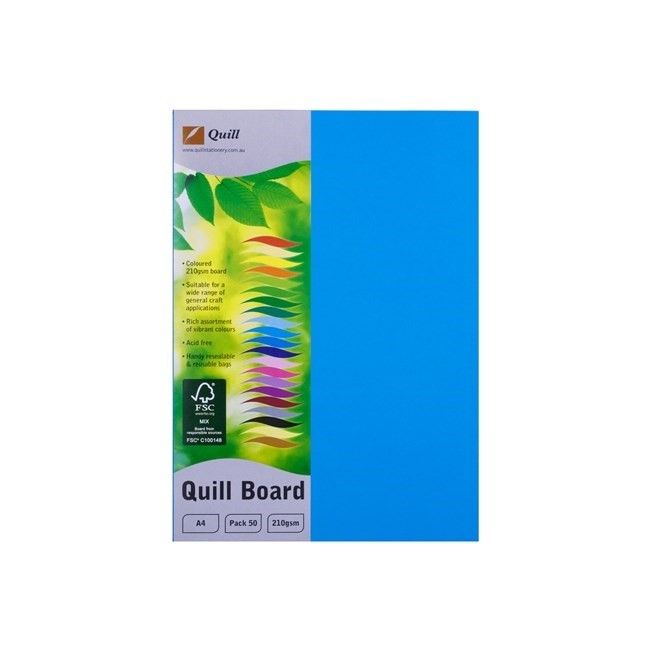 CARDBOARD QUILL A4 210GSM MARINE BLUE PK50