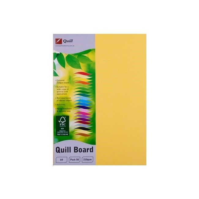 CARDBOARD QUILL A4 210GSM LEMON PK50