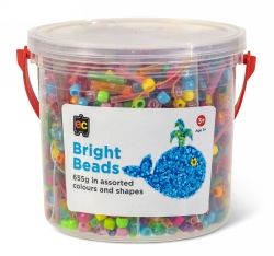 BEADS EC BRIGHT ASST COLOURS & SHAPES JAR 655GM
