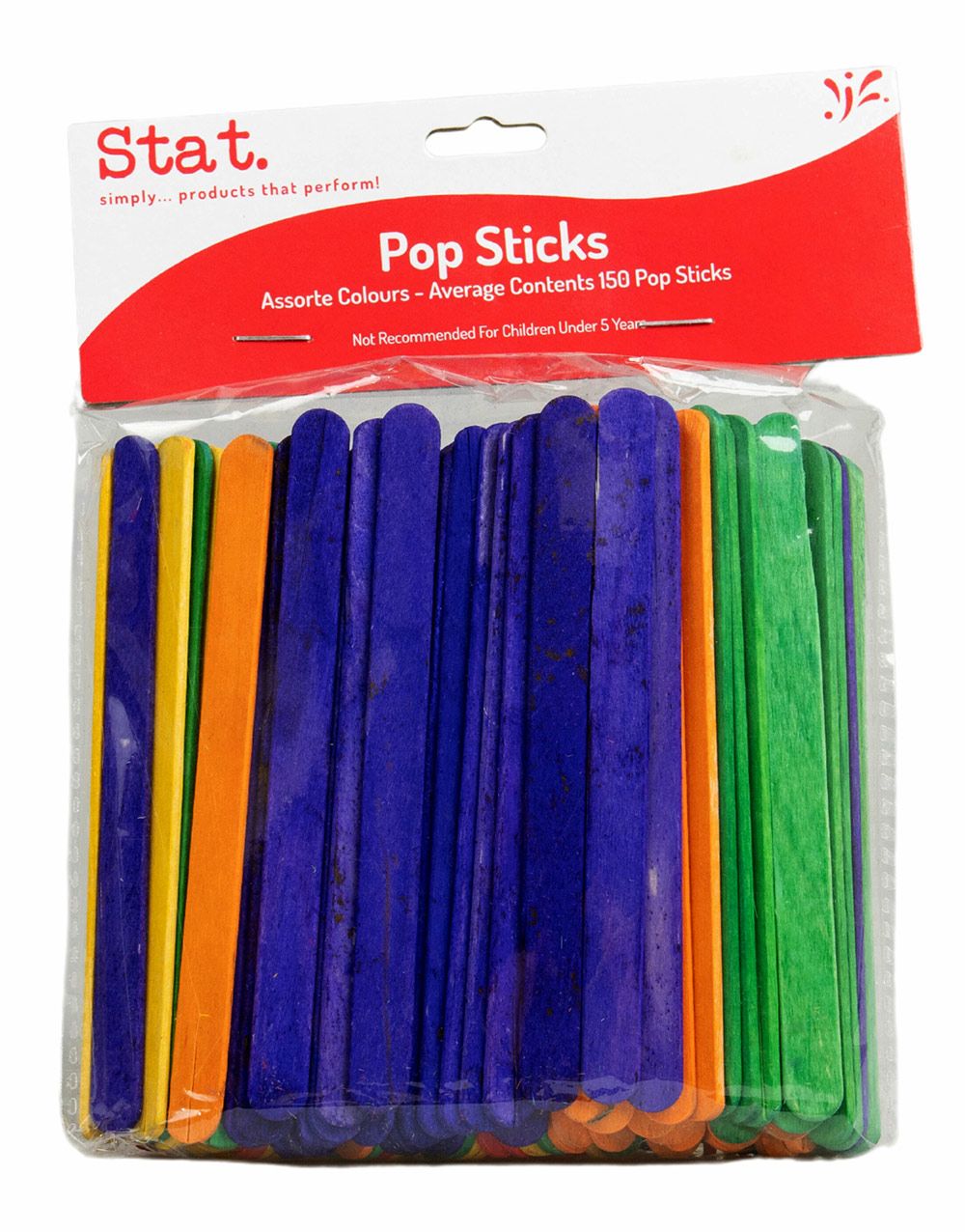 POPSTICKS STAT WOODEN COLOURED PK150