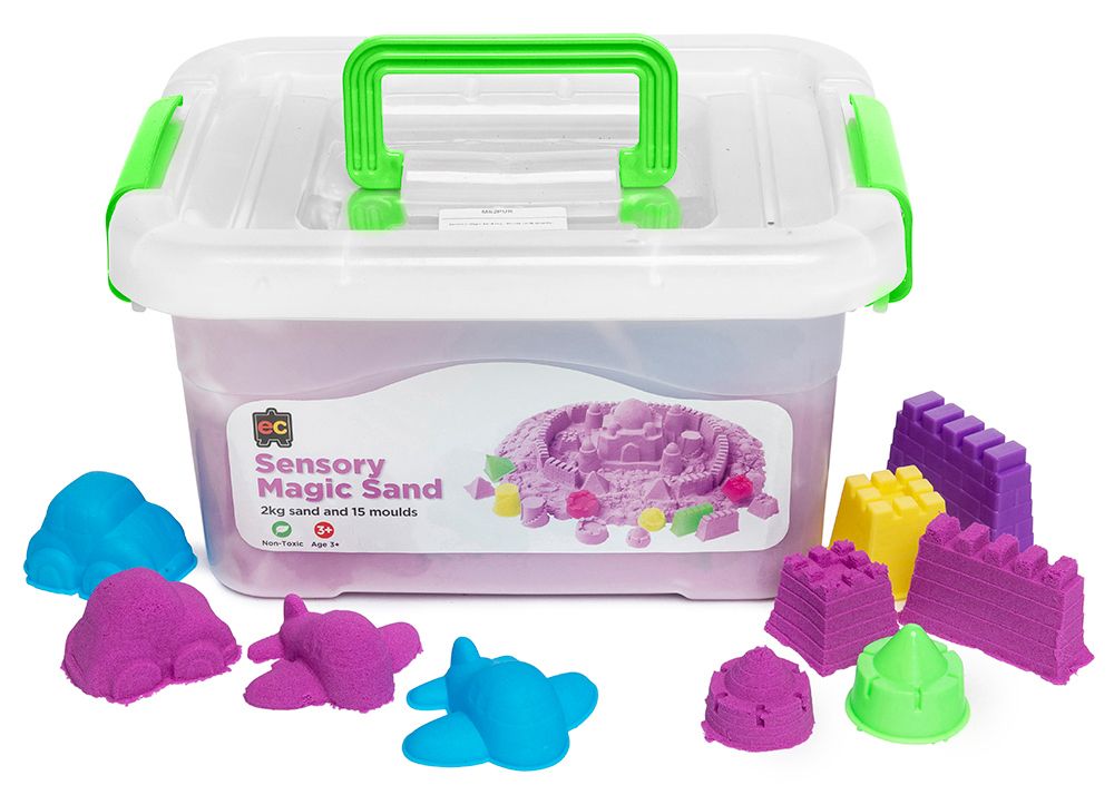 SENSORY SAND EC 2KG MAGIC PURPLE WITH 18 MOULDS