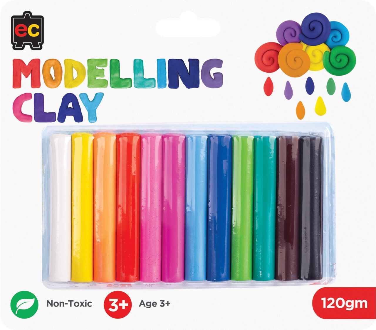 CLAY MODELLING EC RAINBOW 120G NON TOXIC PK12