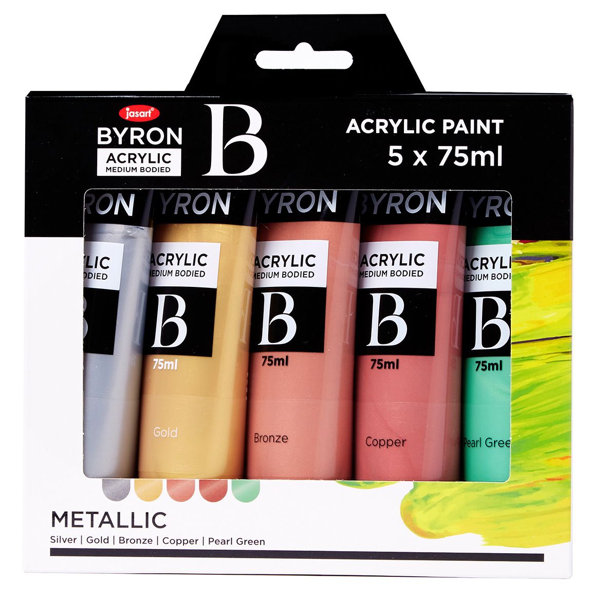 PAINT JASART BYRON ACRYLIC 75ML METALLIC SET 5