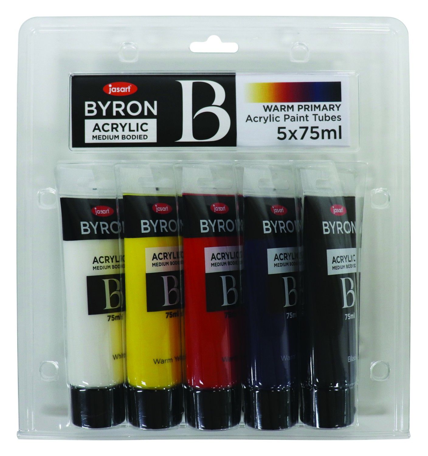 PAINT JASART BYRON ACRYLIC 75ML PRIMARY WARM SET 5