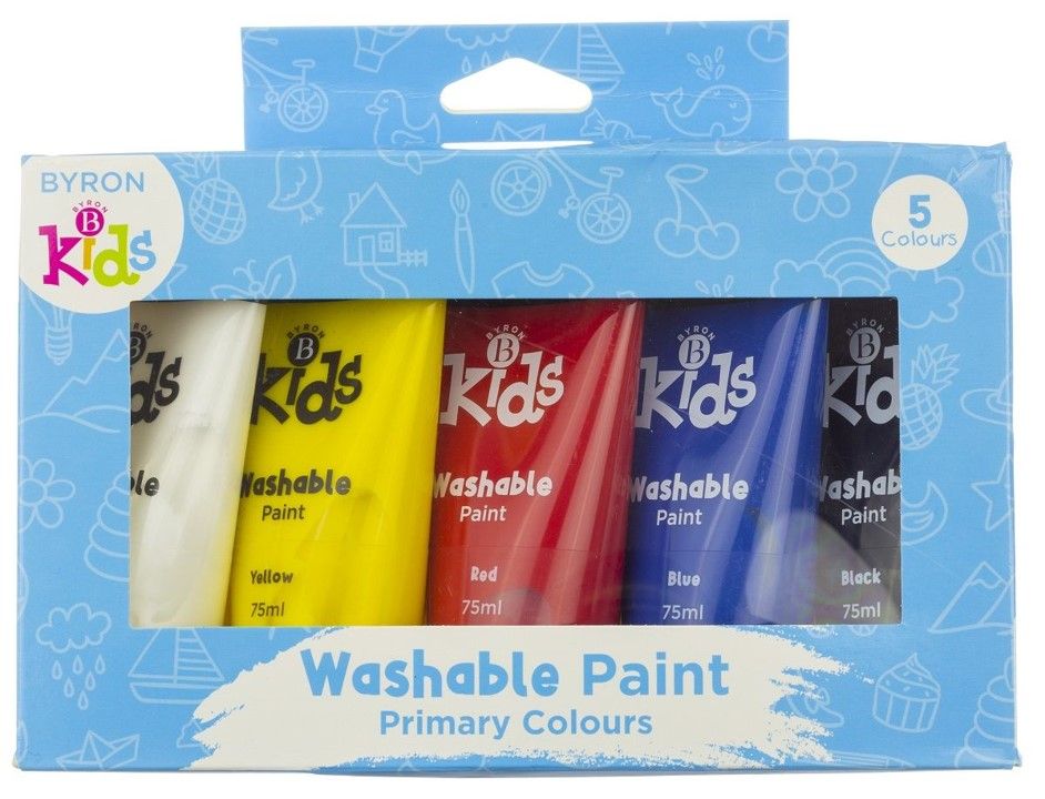 PAINT JASART BYRON KIDS WASHABLE 75ML SET 5 PRIMARY