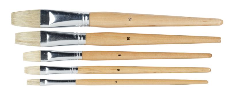 PAINT BRUSH HOG HAIR FLAT SCHOOL PACK (60) [#4 6 8 9 10 12] SERIES EC579